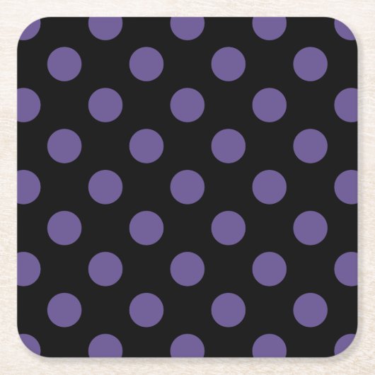 Ultra violet polka-punts op zwart kartonnen onderzetters (Voorkant)