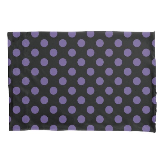 Ultra violet polka-punts op zwart kussensloop (Voorkant)