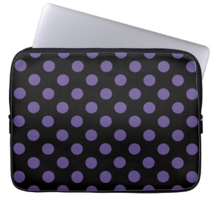 Ultra violet polka-punts op zwart laptop sleeve