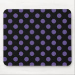Ultra violet polka-punts op zwart muismat<br><div class="desc">De kleur van Pantone van het jaar 2018 is ultraviolet.</div>