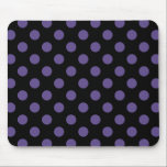 Ultra violet polka-punts op zwart muismat<br><div class="desc">De kleur van Pantone van het jaar 2018 is ultraviolet.</div>