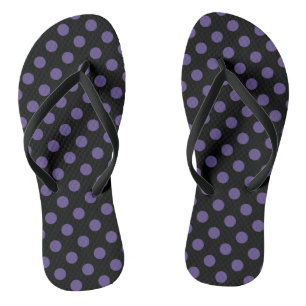 Ultra violet polka-punts op zwart teenslippers