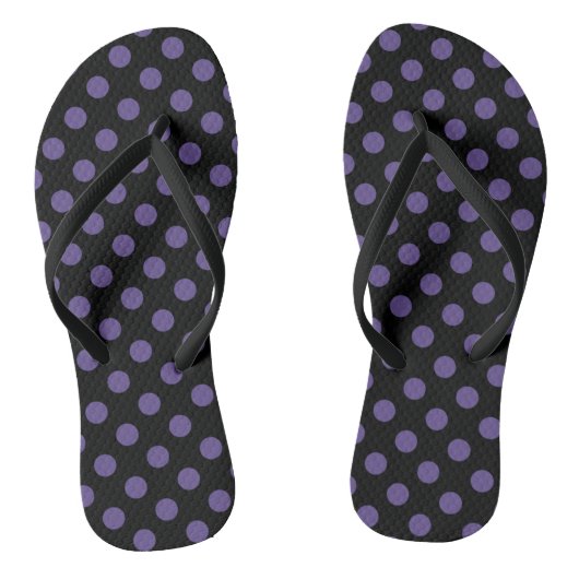 Ultra violet polka-punts op zwart teenslippers (Voetbed)