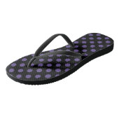 Ultra violet polka-punts op zwart teenslippers (Schuin)