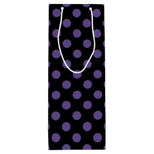 Ultra violet polka-punts op zwart wijn cadeautas (Achterkant)