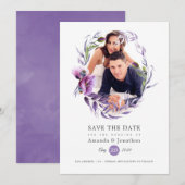 Ultra Violet Poppy Floral foto bruiloft Save The Date (Voorkant / Achterkant)