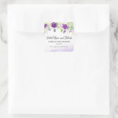 Ultra Violet Roos Bloemen Zomer Bruiloft, Aangepas Vierkante Sticker (Tas)