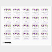 Ultra Violet Roos Bloemen Zomer Bruiloft, Aangepas Vierkante Sticker (Vel)