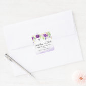 Ultra Violet Roos Bloemen Zomer Bruiloft, Aangepas Vierkante Sticker (Envelop)