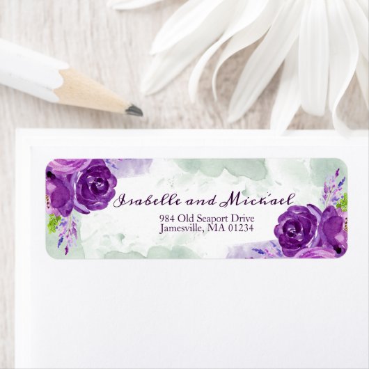 Ultra Violet Roos Floral retour adreslabels Etiket (Insitu)