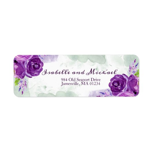 Ultra Violet Roos Floral retour adreslabels Etiket (Voorkant)