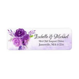 Ultra Violet Roos Floral Return Address Labels