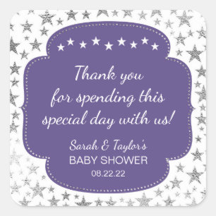 Ultra Violet Silver Twinkle sterren bedankt voor j Vierkante Sticker