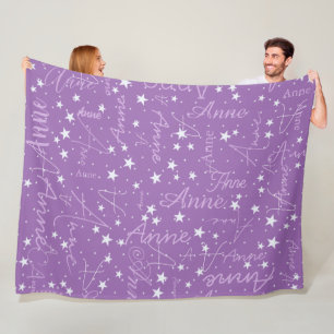 Ultra Violet Sky Stars (met haar naam) Fleece Deken