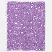 Ultra Violet Sky Stars (met haar naam) Fleece Deken (Voorkant)
