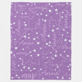 Ultra Violet Sky Stars (met haar naam) Fleece Deken