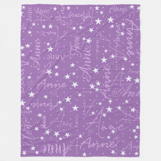Ultra Violet Sky Stars (met haar naam) Fleece Deken (Voorkant)
