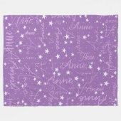 Ultra Violet Sky Stars (met haar naam) Fleece Deken (Voorkant (Horizontaal))
