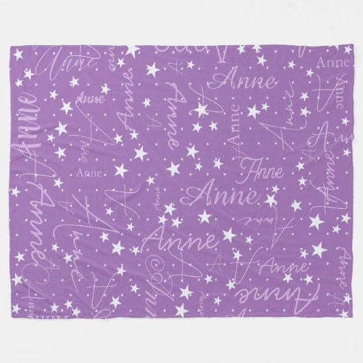 Ultra Violet Sky Stars (met haar naam) Fleece Deken (Voorkant (Horizontaal))