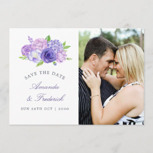 Ultra Violet thema Floral Wedding Save the Date