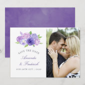 Ultra Violet thema Floral Wedding Save the Date (Voorkant / Achterkant)