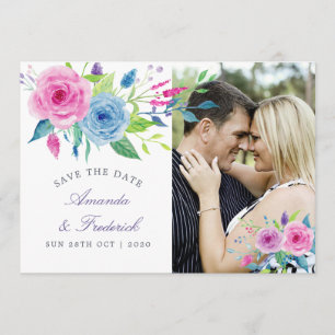 Ultra Violet thema Floral Wedding Save the Date
