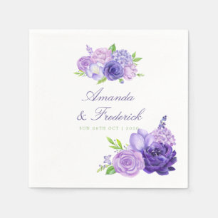 Ultra Violet Theme Waterverf Floral Wedding Servet