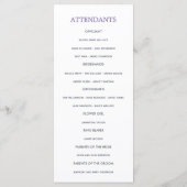 Ultra Violet Thleed Floral Wedding Programme Programmakaart (Achterkant)