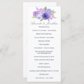 Ultra Violet Thleed Floral Wedding Programme Programmakaart (Voorkant / Achterkant)