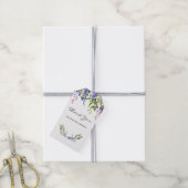 Ultra Violet Trouw Waterverf Bloemige Dank Je Cadeaulabel (Met Touw)