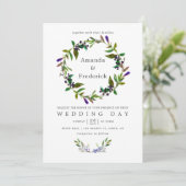 Ultra Violet Trouwkaart met Waterverf Bloemen Kaart (Staand voorkant)