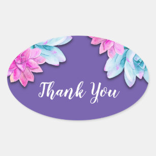 Ultra Violet Vetplanten Moderne Krachtige Bloemrij Ovale Sticker