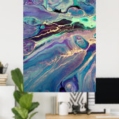 Ultra Violet Vloeibare Marmer Acryl Kunst Abstract Poster (Thuiskantoor)