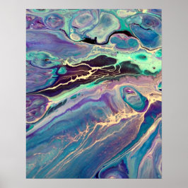 Ultra Violet  Vloeibare Marmeren Acryl Kunst Abstr Poster