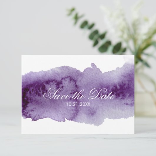 Ultra Violet Watercolor Save The Date Kaart (Staand voorkant)