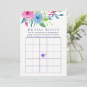 Ultra Violet Waterverf Bloem Bruids Bruiloft Bingo Kaart (Staand voorkant)