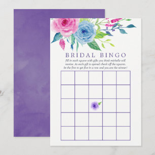 Ultra Violet Waterverf Bloem Bruids Bruiloft Bingo Kaart