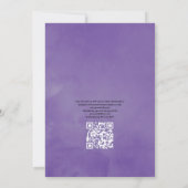 Ultra Violet Waterverf Bloem QR Code Bruiloft Kaart (Achterkant)