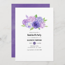 Ultra Violet Waterverf Bloemen Bachelorette Party Kaart