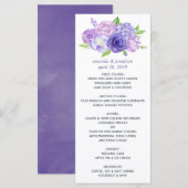 Ultra Violet Waterverf Bloemen Bruiloftsmenu Menu (Voorkant / Achterkant)