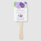 Ultra Violet Waterverf Bloemen Huwelijksprogramma Handwaaier (Voorkant)
