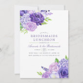 Ultra Violet Waterverf Bridesmaids Luncheon Kaart (Voorkant)