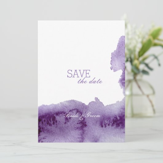 Ultra Violet Waterverf bruiloft BEWAART de datum Save The Date (Staand voorkant)