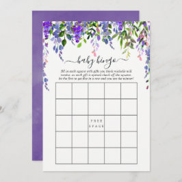 Ultra Violet Waterverf Floral Baby Bingo Kaart
