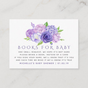 Ultra Violet Waterverf Floral Baby Book Request Informatiekaartje