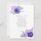 Ultra Violet Waterverf Floral Baby shower Bedankt Kaart (Voorkant)
