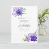 Ultra Violet Waterverf Floral Baby shower Bedankt Kaart (Staand voorkant)