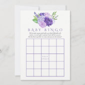 Ultra Violet Waterverf Floral Baby shower Bingo Kaart (Voorkant)