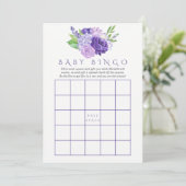 Ultra Violet Waterverf Floral Baby shower Bingo Kaart (Staand voorkant)