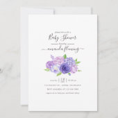 Ultra Violet Waterverf Floral Baby shower Kaart (Voorkant)
